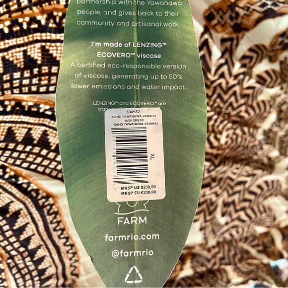 NEW Farm Rio Sand Yawanawa Vanahu Midi Dress Size XL - Picture 7 of 9